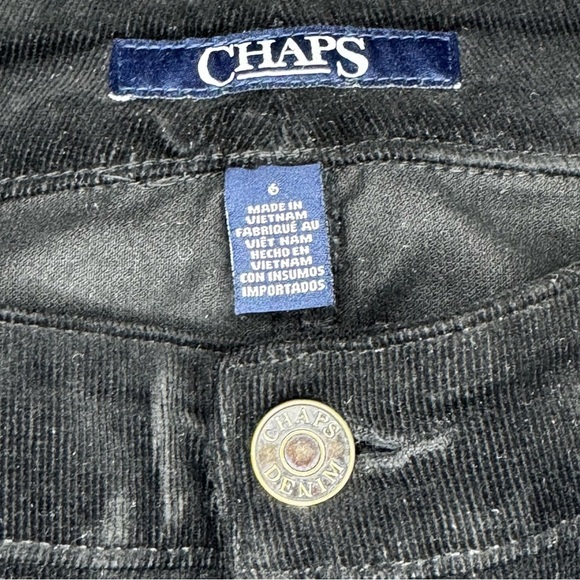 CHAPS Women’s Black Corduroy Pants Straight Fit Mid Rise Size 6 - Picture 7 of 9